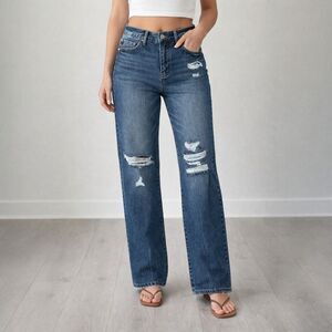 KanCan Blue Distressed Flare Jeans